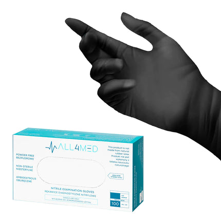 All4med - Handschoen nitril zwart - Maat S/M/L - 100 stuks