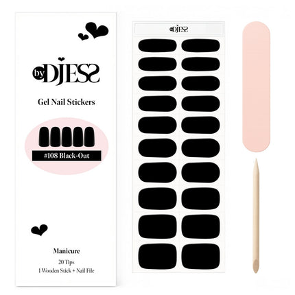 By Djess Gel Stickers | Manicure | #108 Black-out