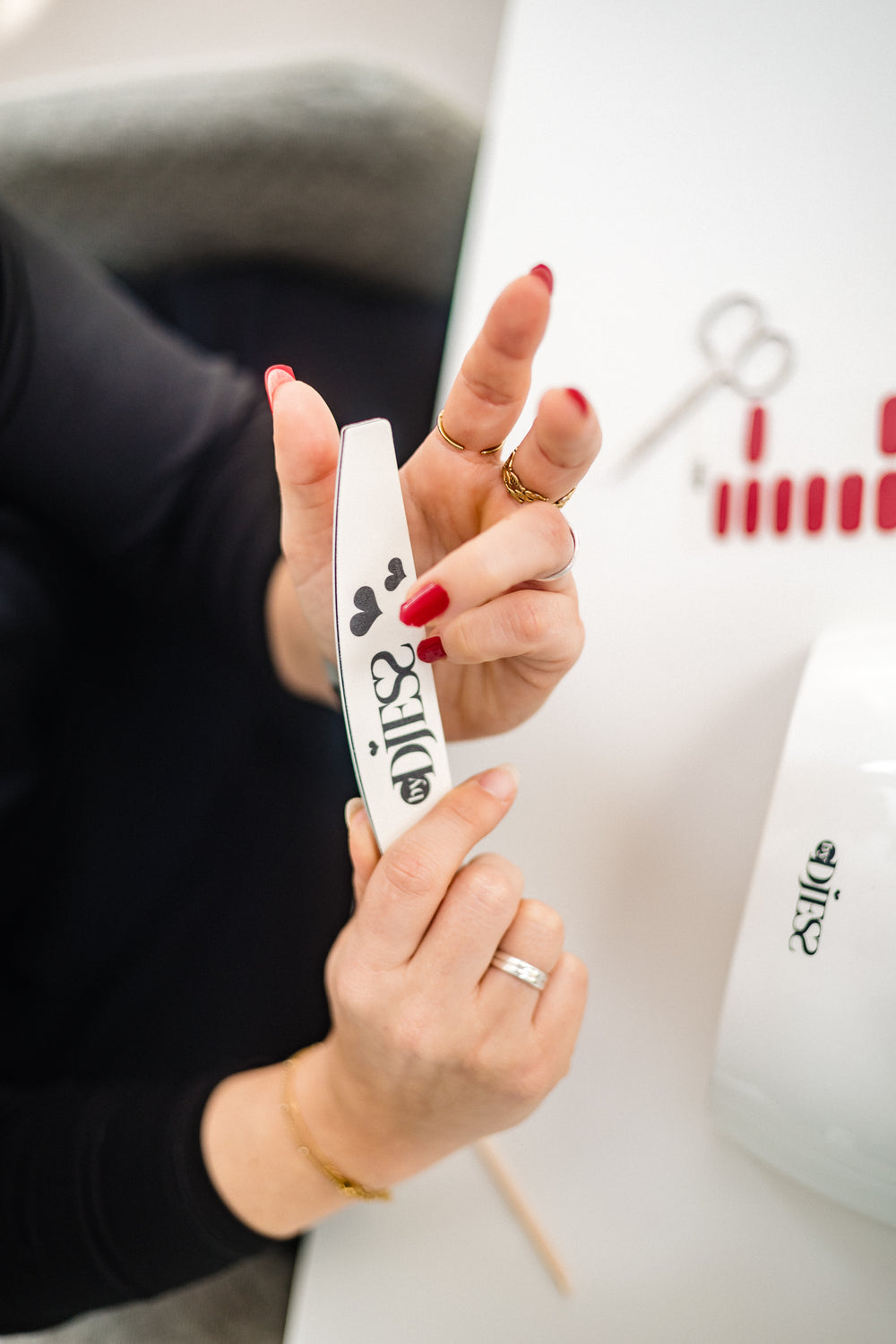 Uitgeharde gel sticker op lengte en in vorm vijlen